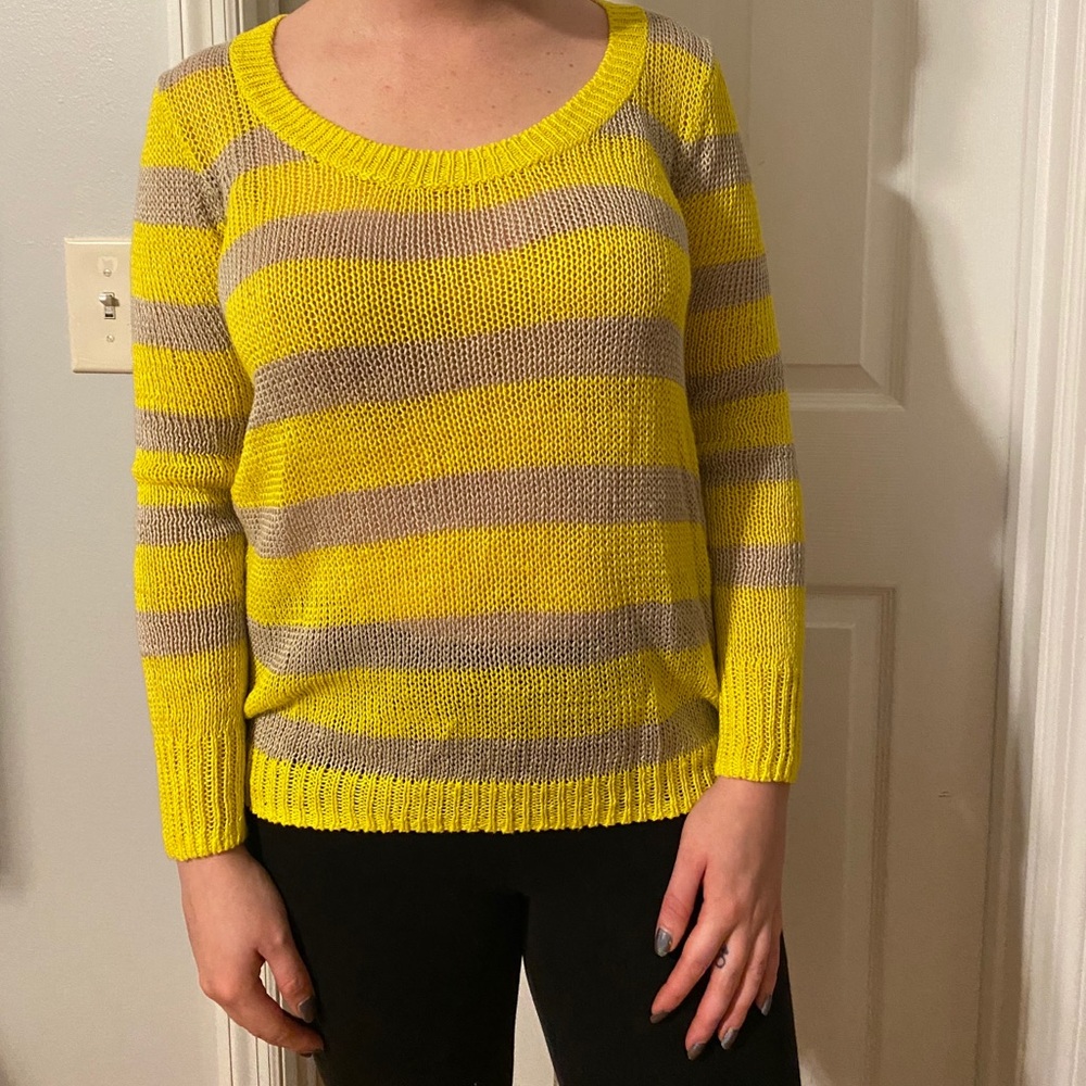 J Crew Linen Striped Long Sleeve Top